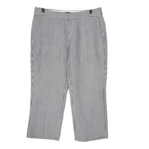Banana Republic Womens 4P Petite White Blue Logan Seersucker Stripe Cropped Pant